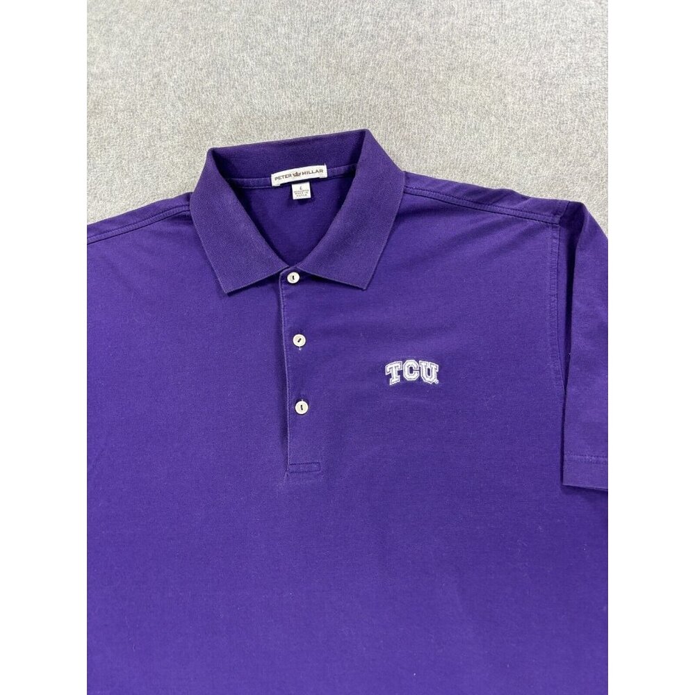 Tcu Horned Frogs Peter Millar Campus S/S Polo Shirt (Men's Large) Purple View 2